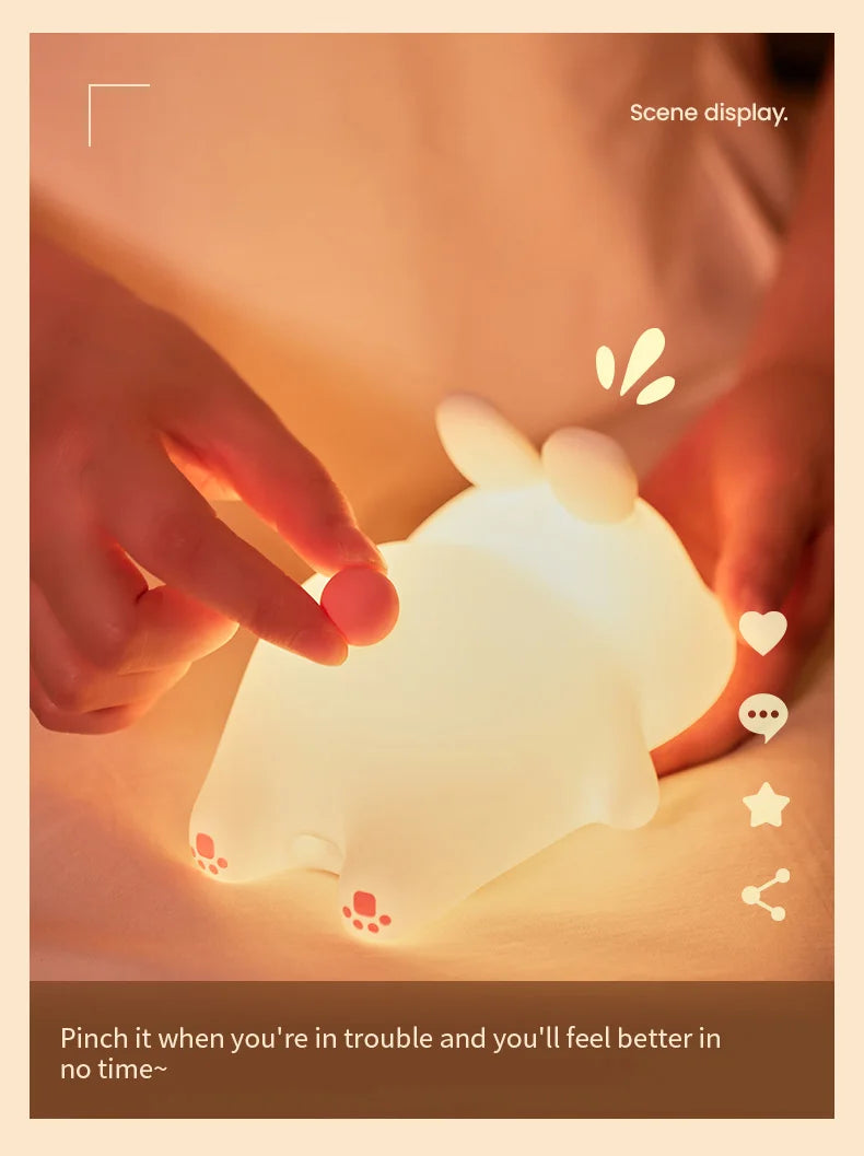 Emotional Support Night Light, Soft Squishy Bunny Vibes!