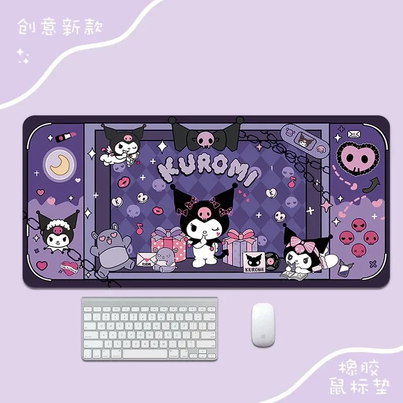 Cartoon Sanrio HelloKitty Kuromi Lotso Around Cute Mouse Pad Large Student Office Thick Wear-Resistant Computer Game Desk Mat
