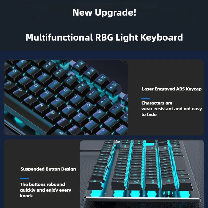 trendy Wired USB RGB Gaming Keyboard and Mouse Combo Ergonomic Waterproof Keyboard and Mouse Combos Set for Desktop Gamers