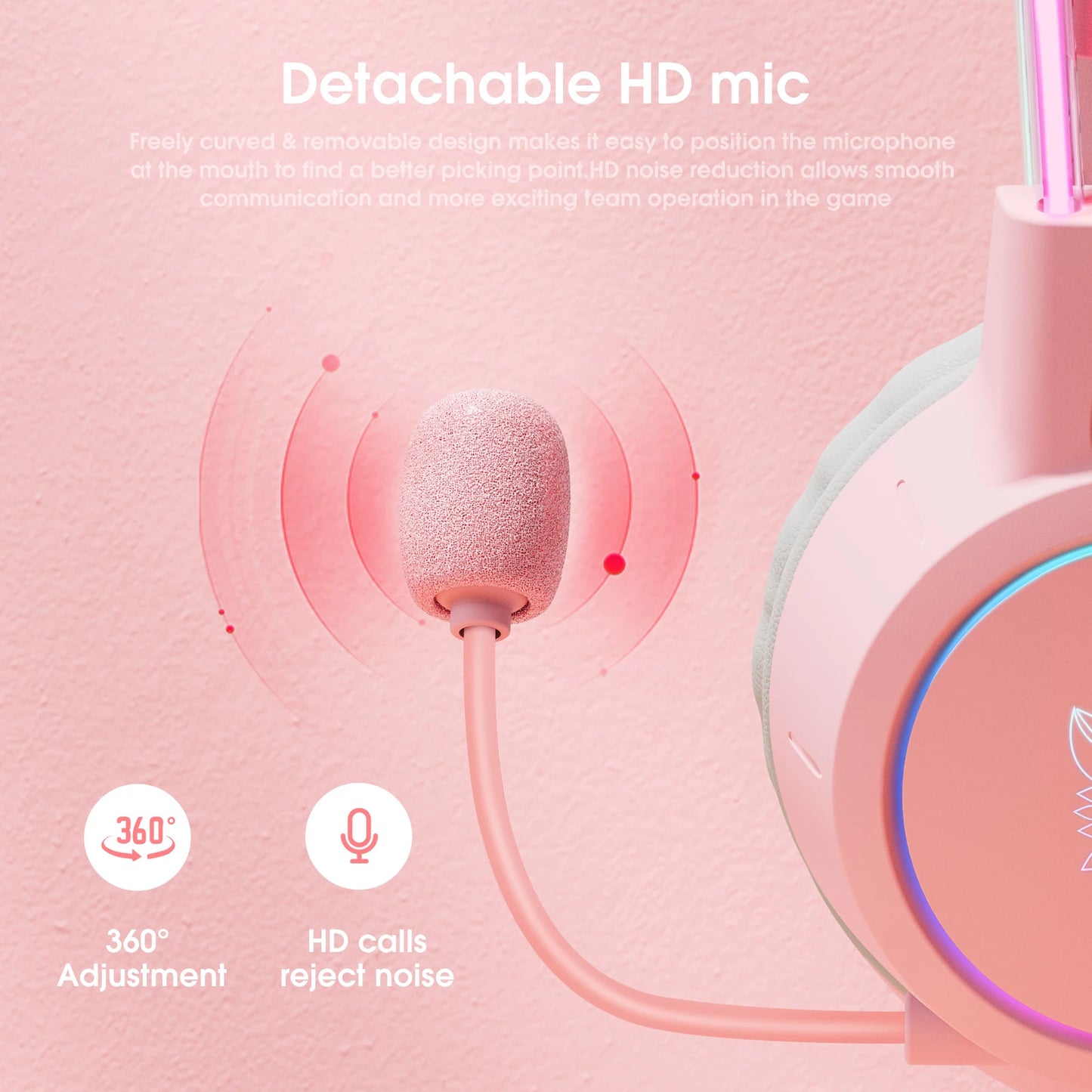 Gaming Headphones Esports Package with Dynamic RGB Light Detachable Cat Ears Mouse Holder Wired Headset with Mic Gamer