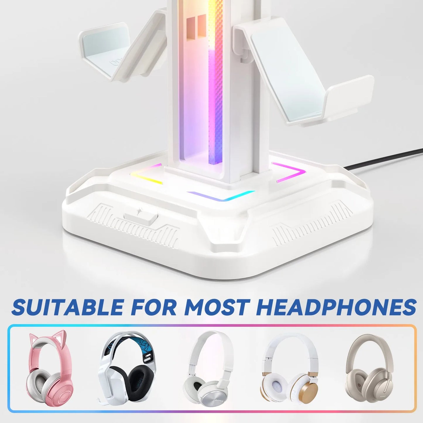Controller Stand with 9 Light Modes Headset Holder for Desk Rotatable Headphone Stand Detachable Controller Hook
