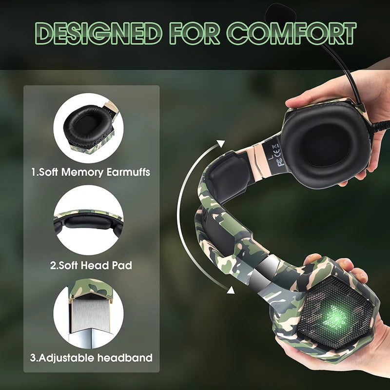ONIKUMA Wired Stereo Gaming Headphones With Mic LED Lights for Gamer Headset