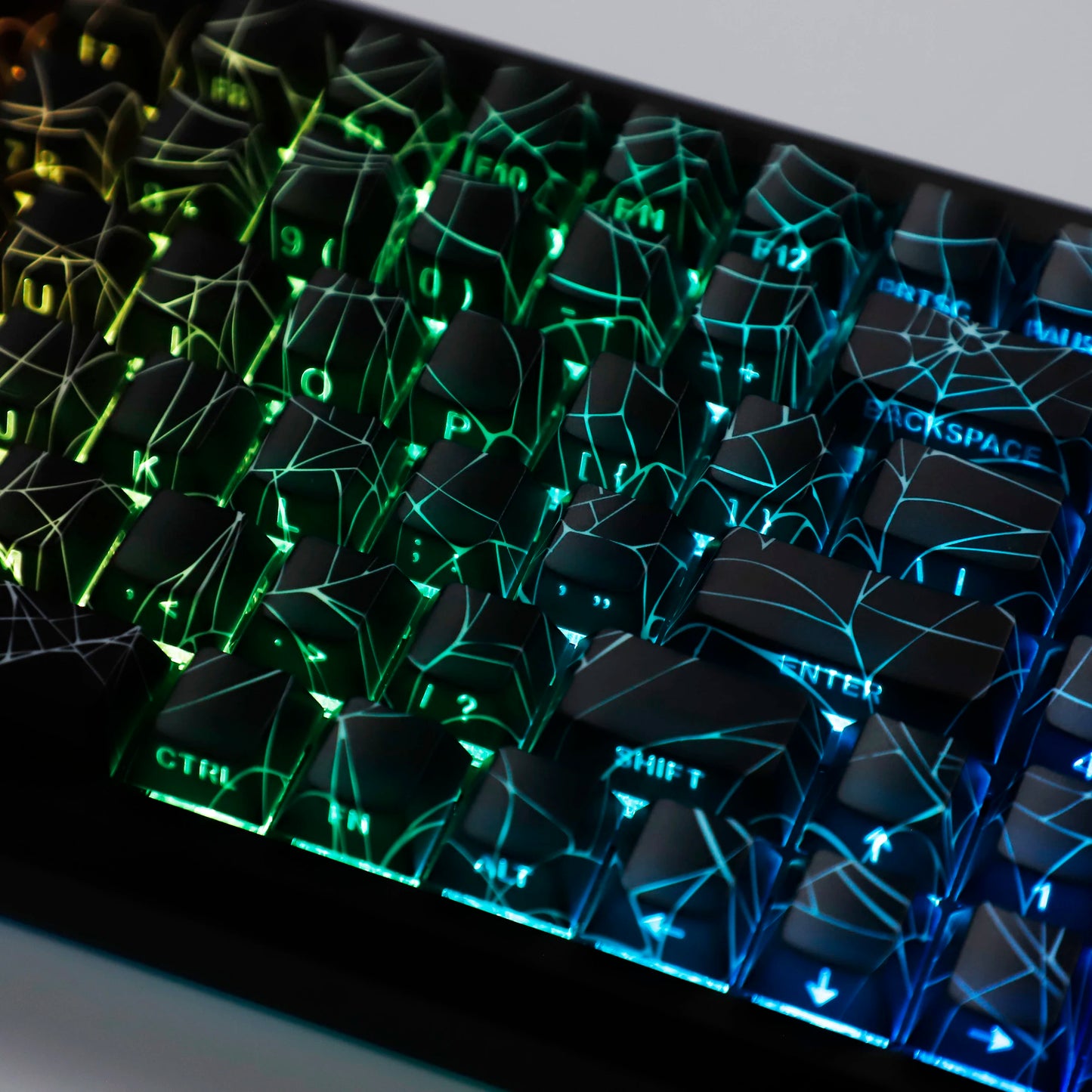 YMDK 134 Key Spider Web 2.0V Shine Through Theme Cherry Profile Side-Lit PBT Dye Sublimation Keycaps for MX Mechanical Keyboards