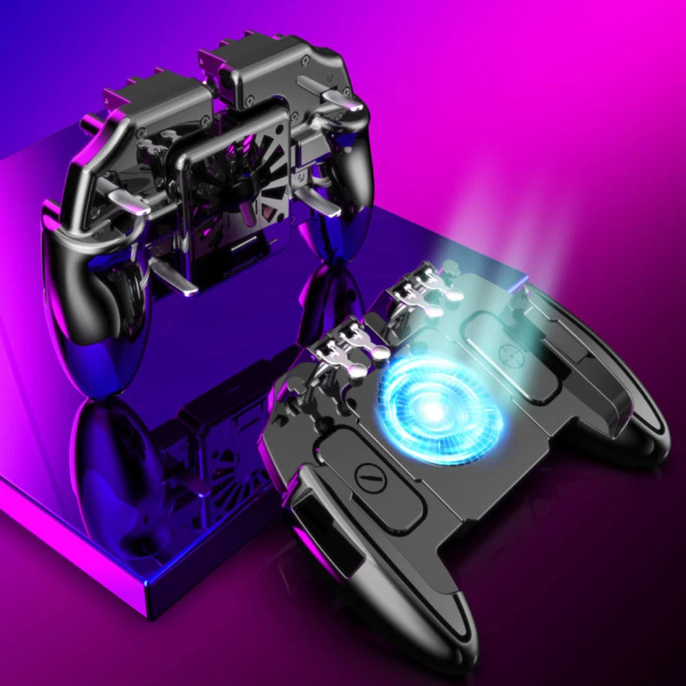 For PUBG Mobile Joystick Controller L1R1 Trigger Gamepad for iOS Android Six 6 Finger Call of Duty Mobile Gamepad Cooling Fan