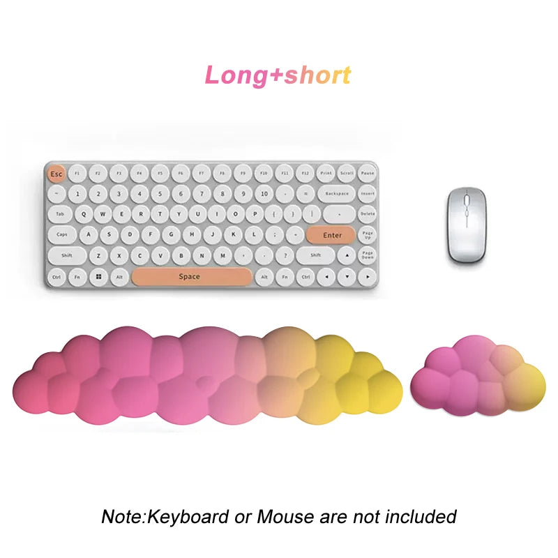 Cloud Keyboard Wrist Rest Mouse Pad Wrist Support Keyboard Set with Ergonomic Memory Foam Anti-Slip Base for Home Office Laptop