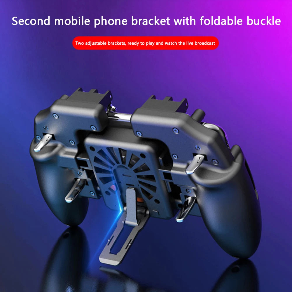 For PUBG Mobile Joystick Controller L1R1 Trigger Gamepad for iOS Android Six 6 Finger Call of Duty Mobile Gamepad Cooling Fan