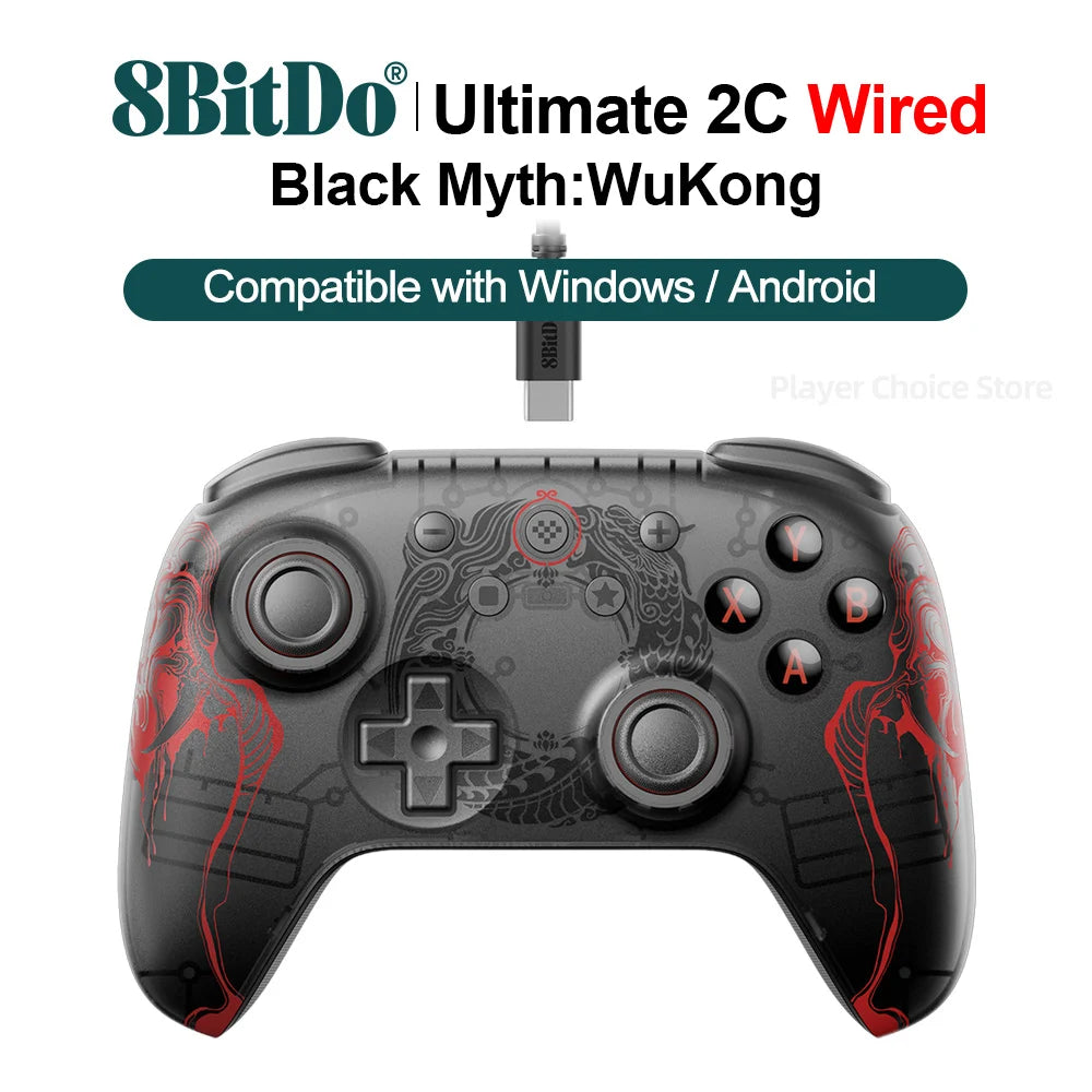 8BitDo Black Myth Wukong Gamepads PC Ultimate 2C Gaming Controller Windows 10 11 Steam Raspberry Pi Android Hall Effect Joystick