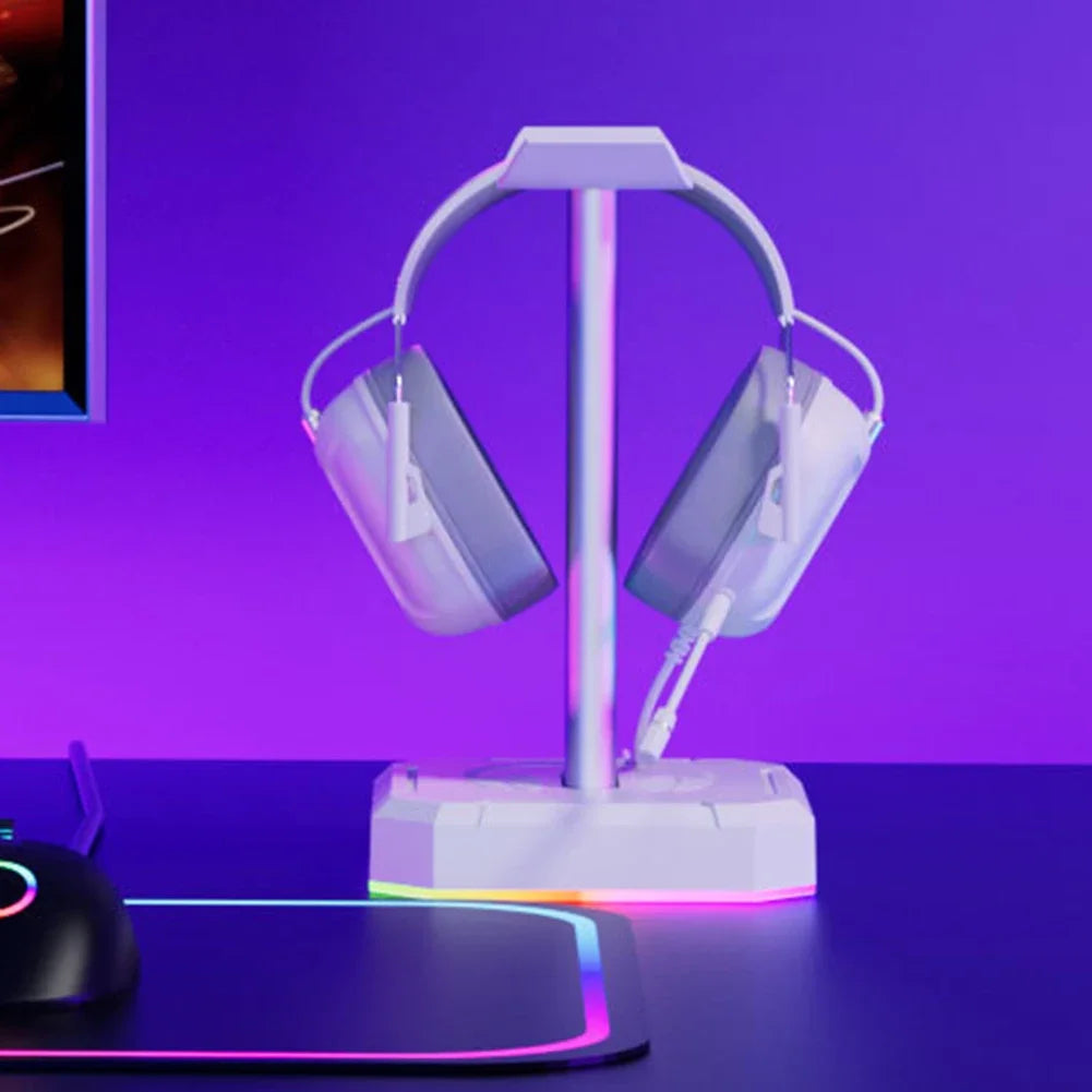 Headphone Bracket Display Rack RGB Backlight Head Mounted Headphone Stand Holder Desktop Organizer Vertical Bracket Hanger