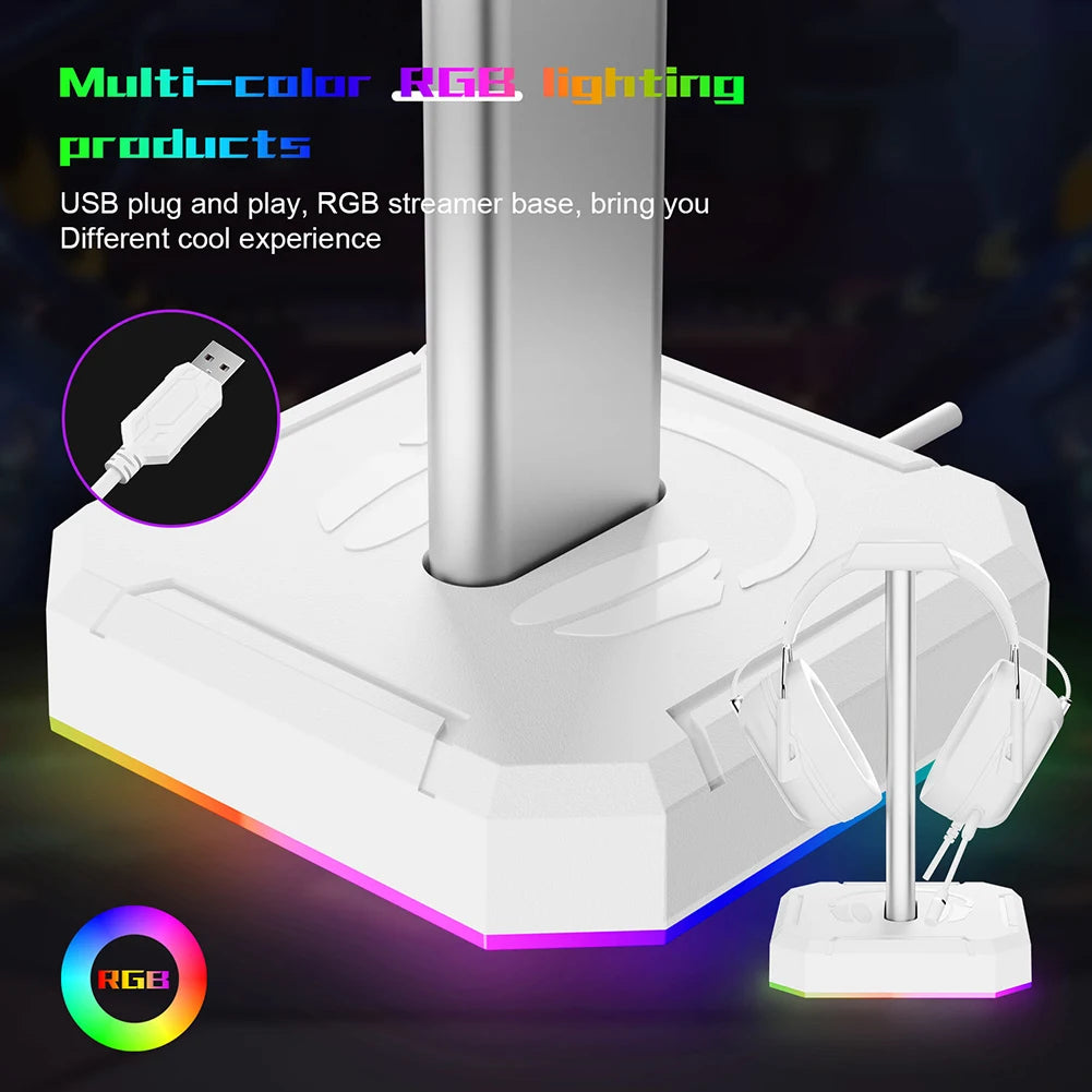 Headphone Bracket Display Rack RGB Backlight Head Mounted Headphone Stand Holder Desktop Organizer Vertical Bracket Hanger