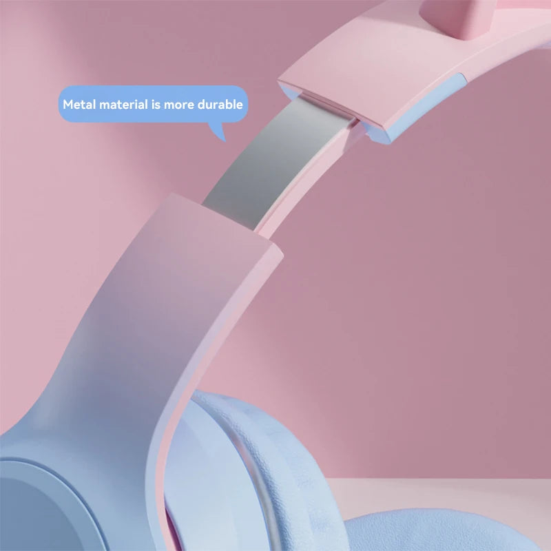 Wireless Headphones RGB Cute Cat Ear Bluetooth Headsets with Microphone Stereo Music Game Headphone Girls Kids Gifts 