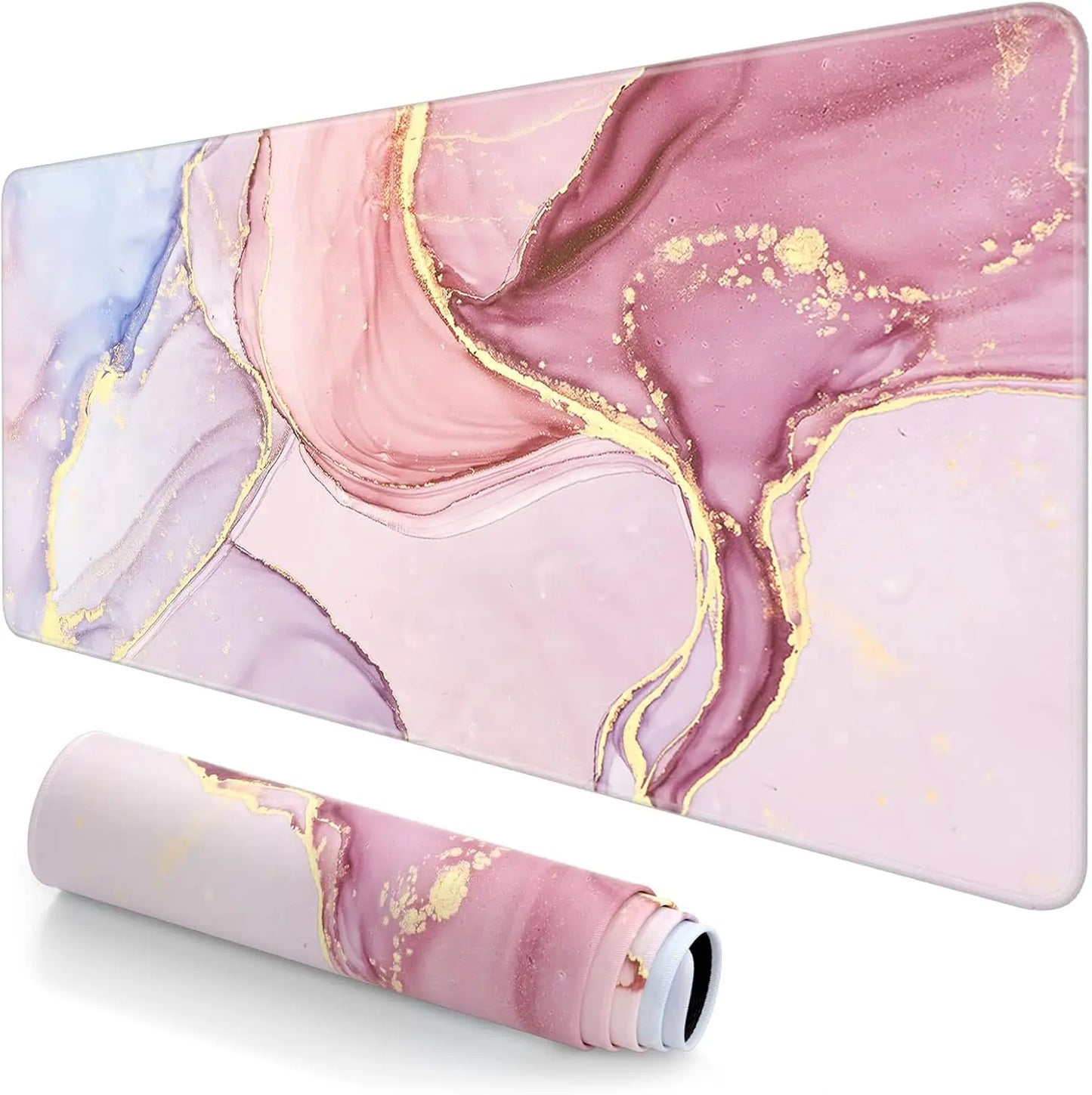 Large Mouse Pad, Cute Pink Desk Mat for Desktop, Women Girls PU Leather Waterproof Gaming, Writing Pads for School Office Home