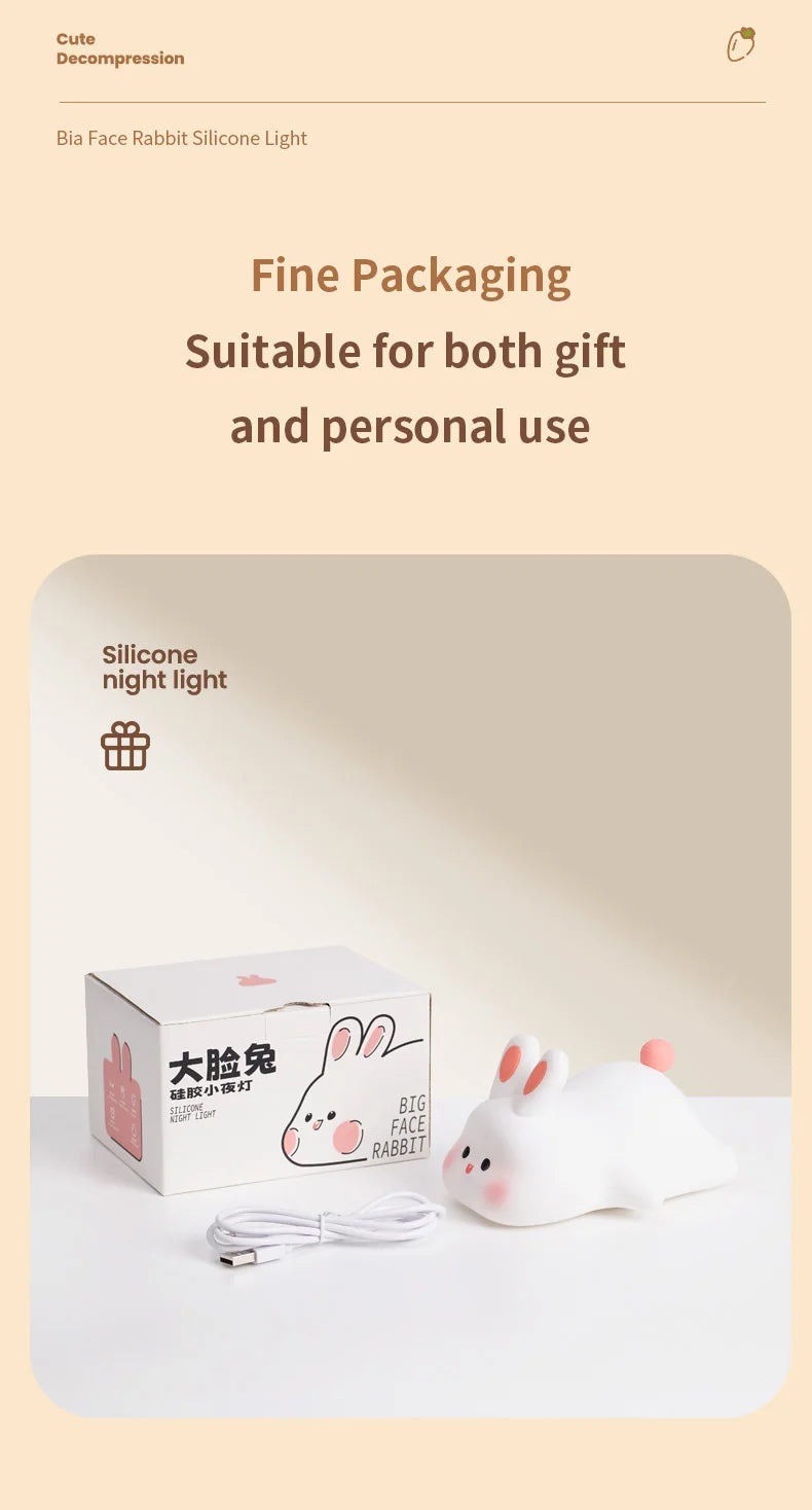 Emotional Support Night Light, Soft Squishy Bunny Vibes!