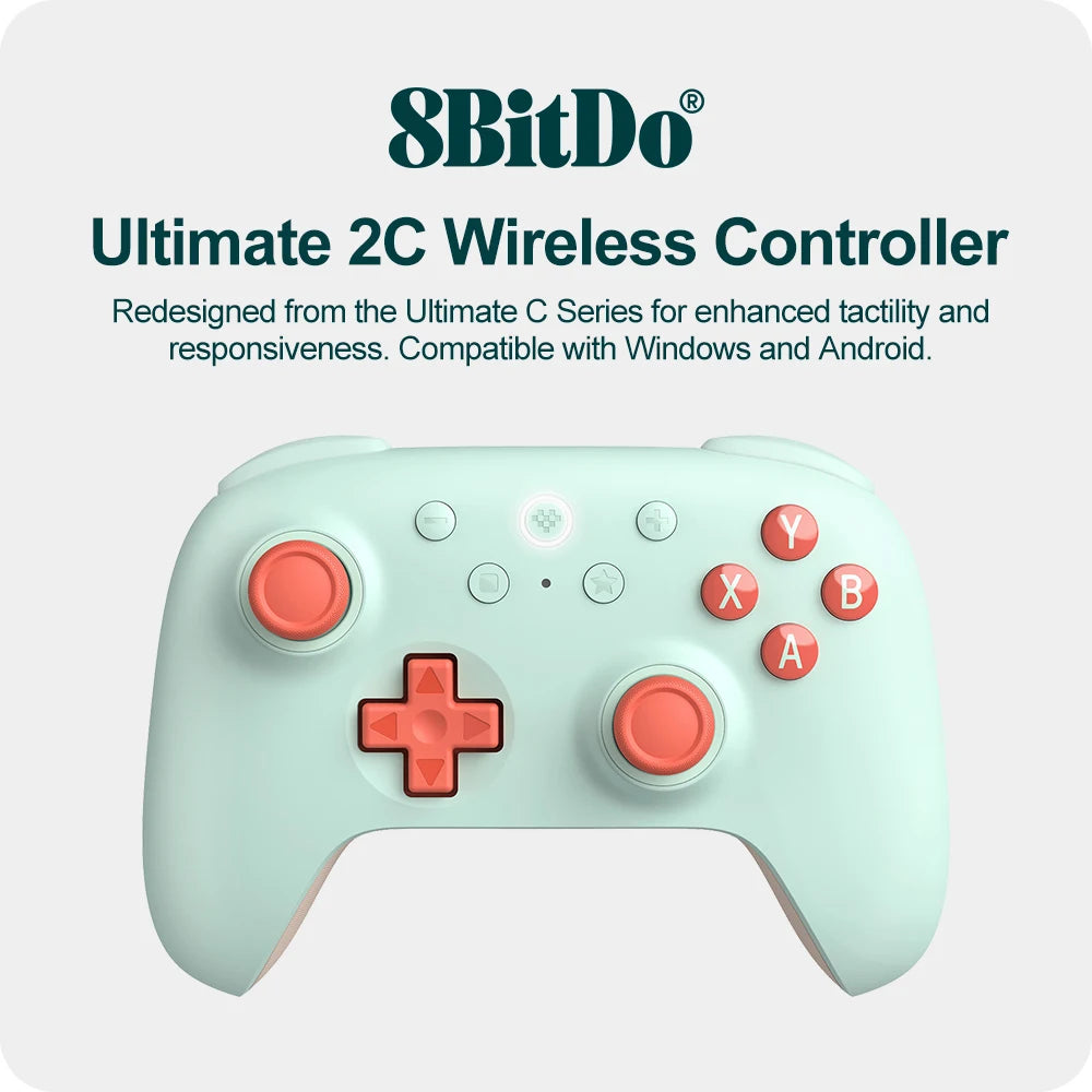 8BitDo Gamepads PC Ultimate 2C Wireless Gaming Controller for Windows 10/11 Steam Raspberry Pi Android Control Hall Effect Stick