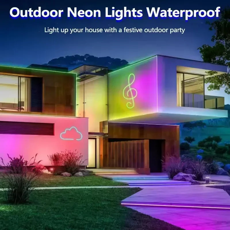 Smart Rgb Neon Led Strip Ip65 Waterproof 24V Neon Rope Light 5M 10M 15M 20M 30M Music Sync App Control For Party Home Decor Tape