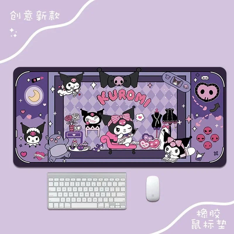 Cartoon Sanrio HelloKitty Kuromi Lotso Around Cute Mouse Pad Large Student Office Thick Wear-Resistant Computer Game Desk Mat