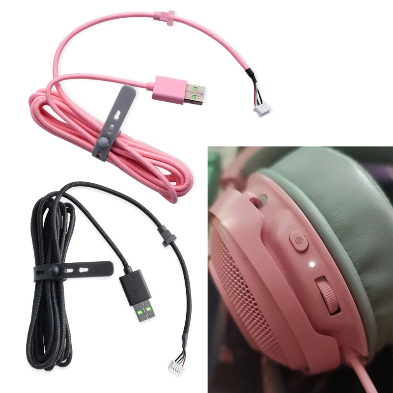 USB Gaming Headset Cable Wire for Razer Kraken Ultimate/Razer Kraken 7.1 V2 RGB/Razer Kraken V3 Wired/Kitty Edition