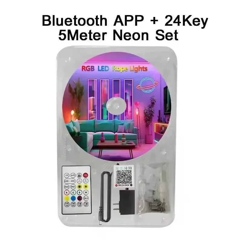 Smart Rgb Neon Led Strip Ip65 Waterproof 24V Neon Rope Light 5M 10M 15M 20M 30M Music Sync App Control For Party Home Decor Tape
