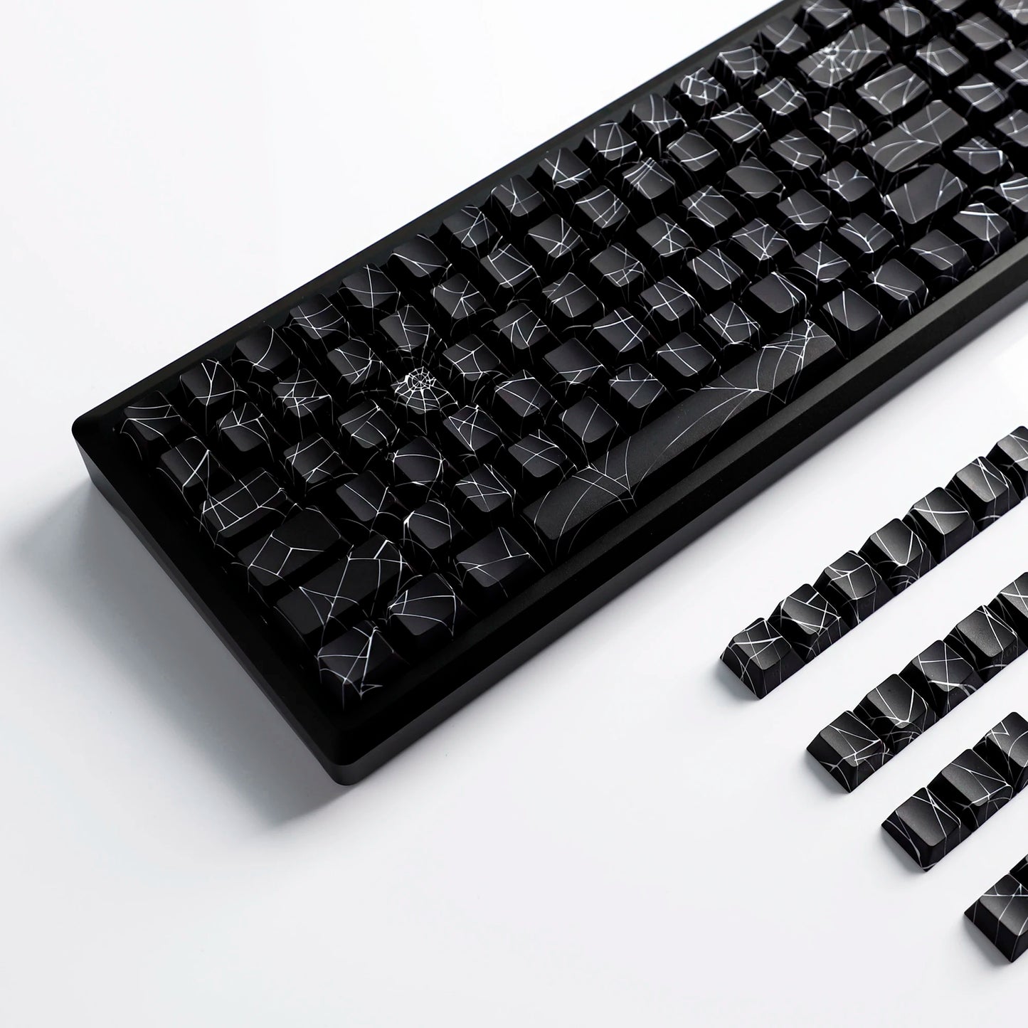 YMDK 134 Key Spider Web 2.0V Shine Through Theme Cherry Profile Side-Lit PBT Dye Sublimation Keycaps for MX Mechanical Keyboards