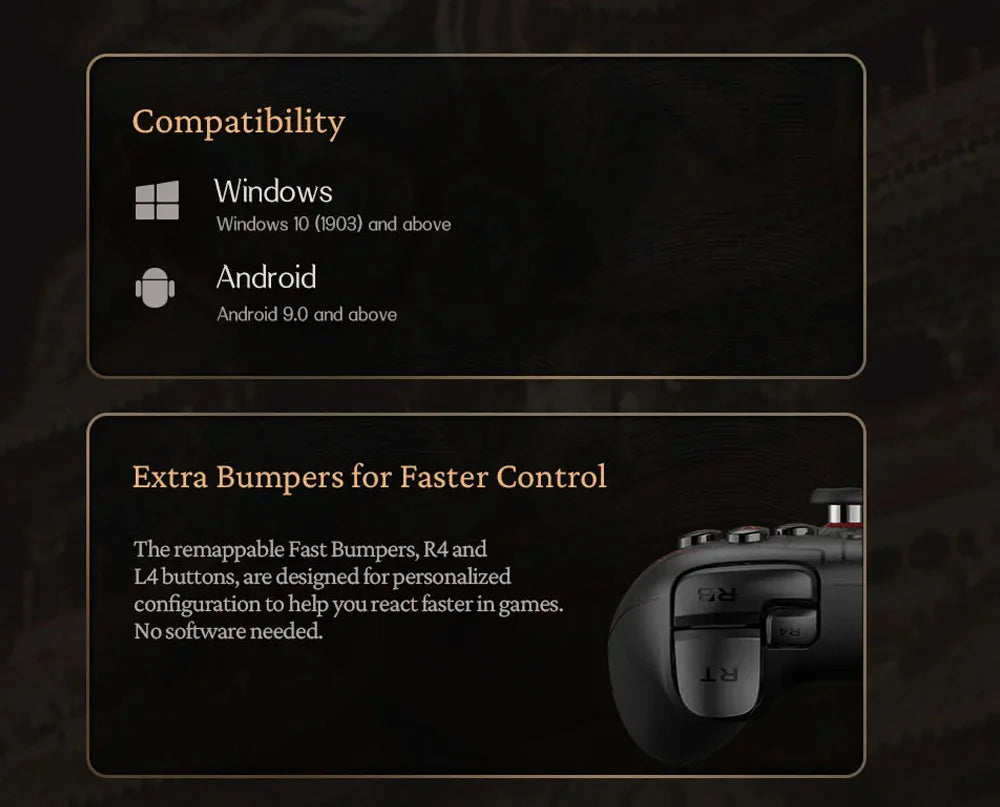 8BitDo Black Myth Wukong Gamepads PC Ultimate 2C Gaming Controller Windows 10 11 Steam Raspberry Pi Android Hall Effect Joystick