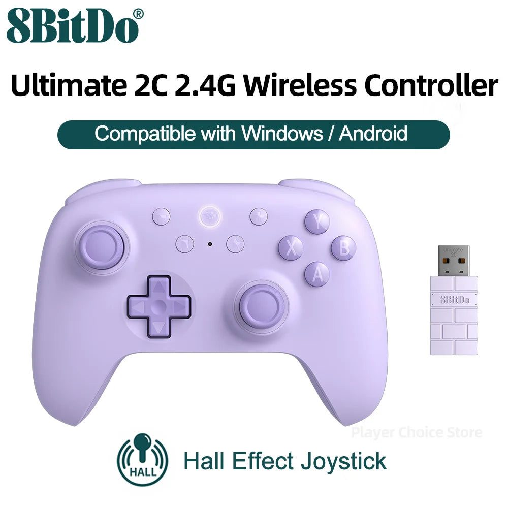 8BitDo Gamepads PC Ultimate 2C Wireless Gaming Controller for Windows 10/11 Steam Raspberry Pi Android Control Hall Effect Stick