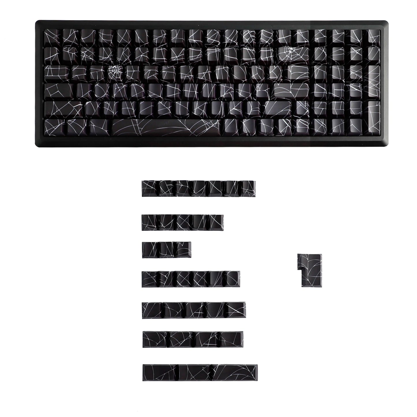 YMDK 134 Key Spider Web 2.0V Shine Through Theme Cherry Profile Side-Lit PBT Dye Sublimation Keycaps for MX Mechanical Keyboards