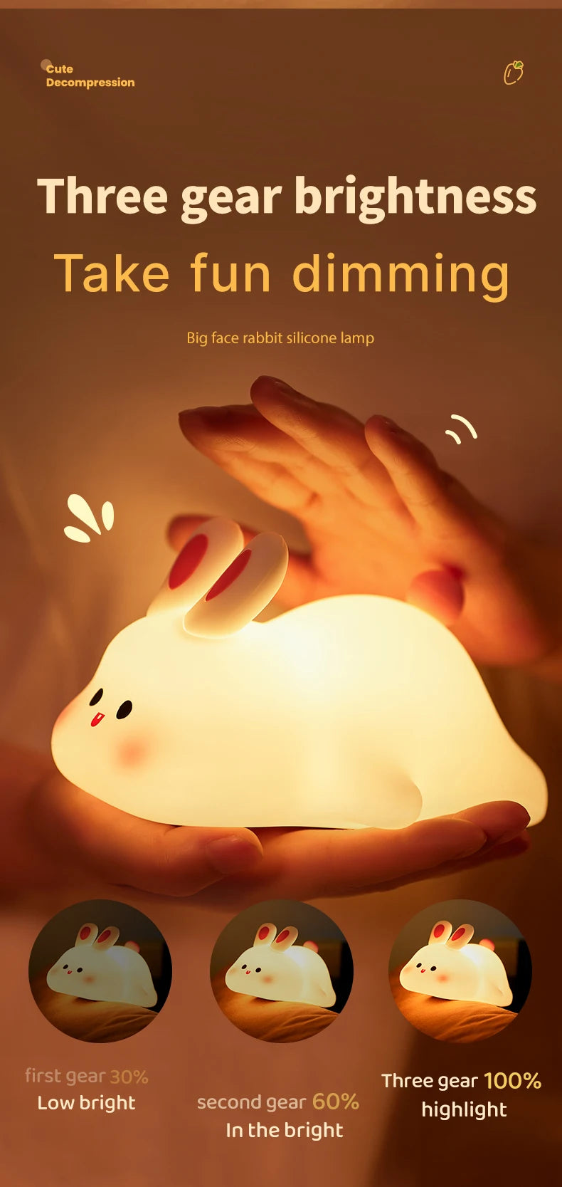 LED Night Light Squishy Novelty Lamp 3 Level Dimmable Nightlight for your RGB full of lights gaming table!!