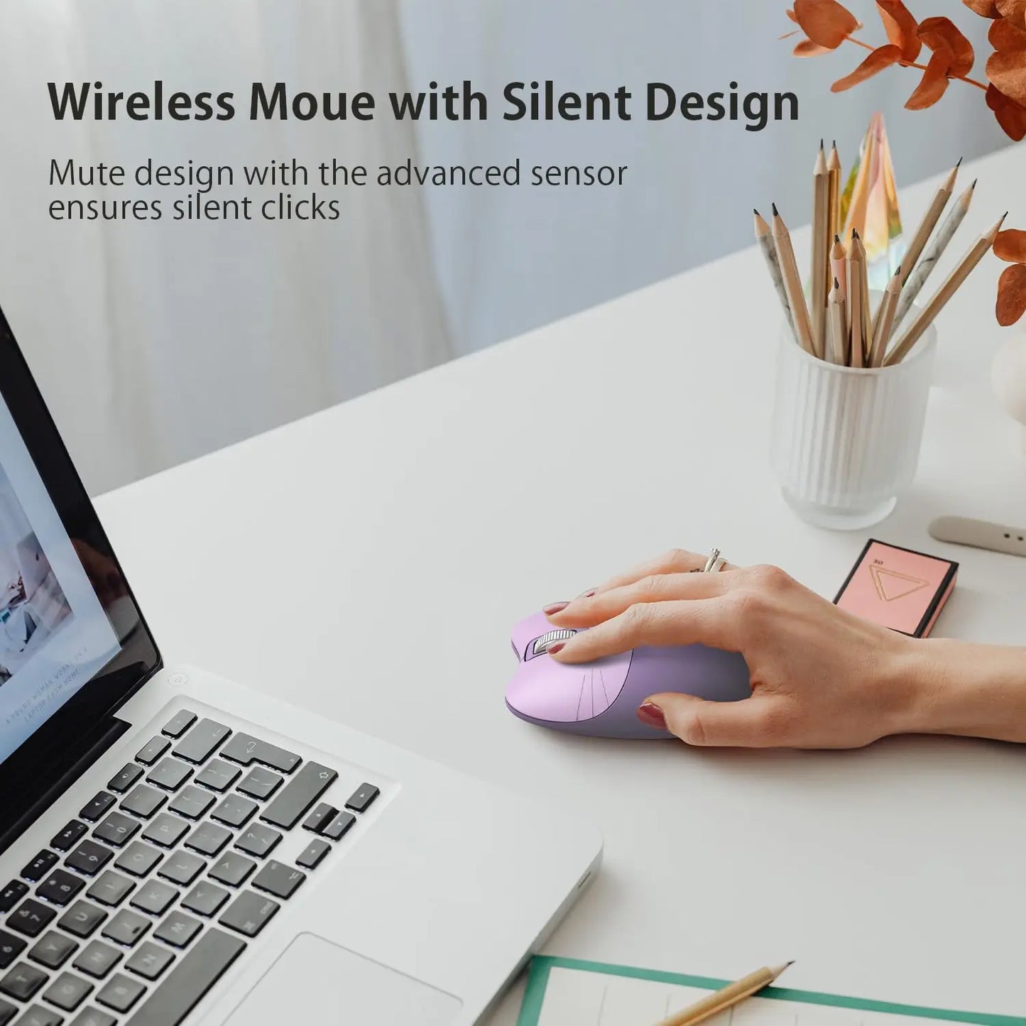 Cute Cat 2.4G Wireless Mouse, USB Receiver Plug and Play, 3 Adjustable DPI, Compatible with Laptop,PC, Computer