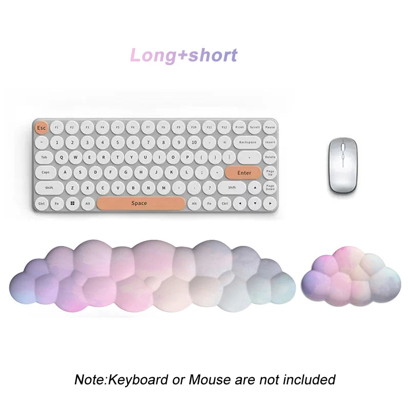 Cloud Keyboard Wrist Rest Mouse Pad Wrist Support Keyboard Set with Ergonomic Memory Foam Anti-Slip Base for Home Office Laptop