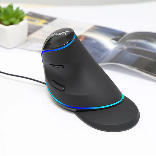 Delux M618 PLUS Ergonomics Vertical Gaming Mouse 6 Buttons 4000 DPI RGB Wired/Wireless Right Hand Mice For PC Laptop Computer