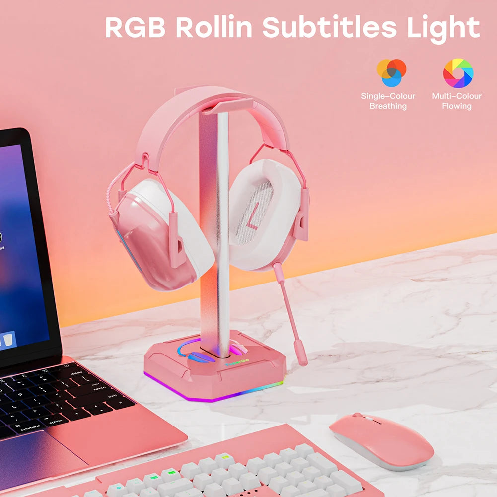 Headphone Bracket Display Rack RGB Backlight Head Mounted Headphone Stand Holder Desktop Organizer Vertical Bracket Hanger