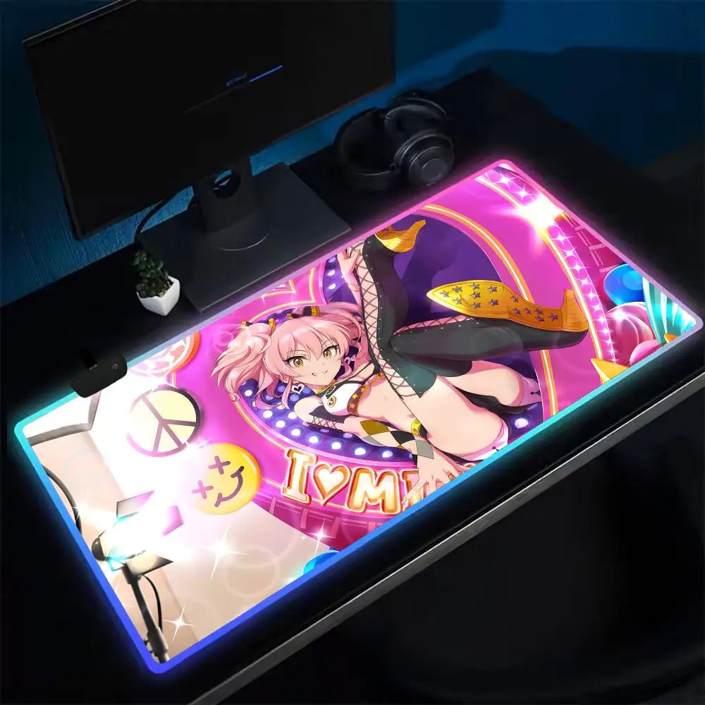 (YOUR ANIME style) T-The Idolmaster CGSS Mouse Pad Anime Gaming Mouse Pad LED Table Pads Backlit Rubber Desktop XXL Mousepad RGB Desk Mats