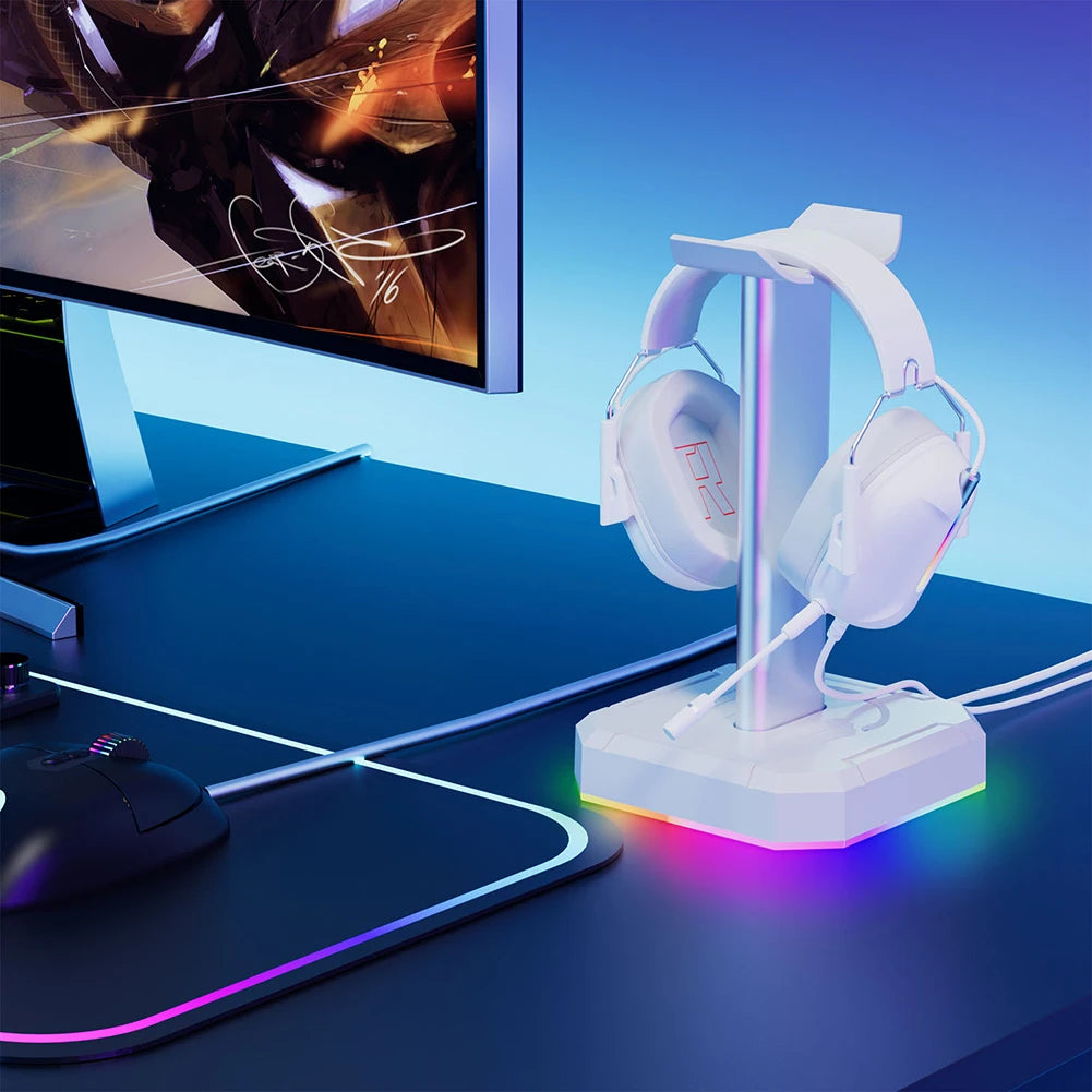 Headphone Bracket Display Rack RGB Backlight Head Mounted Headphone Stand Holder Desktop Organizer Vertical Bracket Hanger