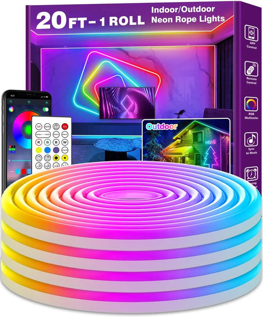Smart Rgb Neon Led Strip Ip65 Waterproof 24V Neon Rope Light 5M 10M 15M 20M 30M Music Sync App Control For Party Home Decor Tape