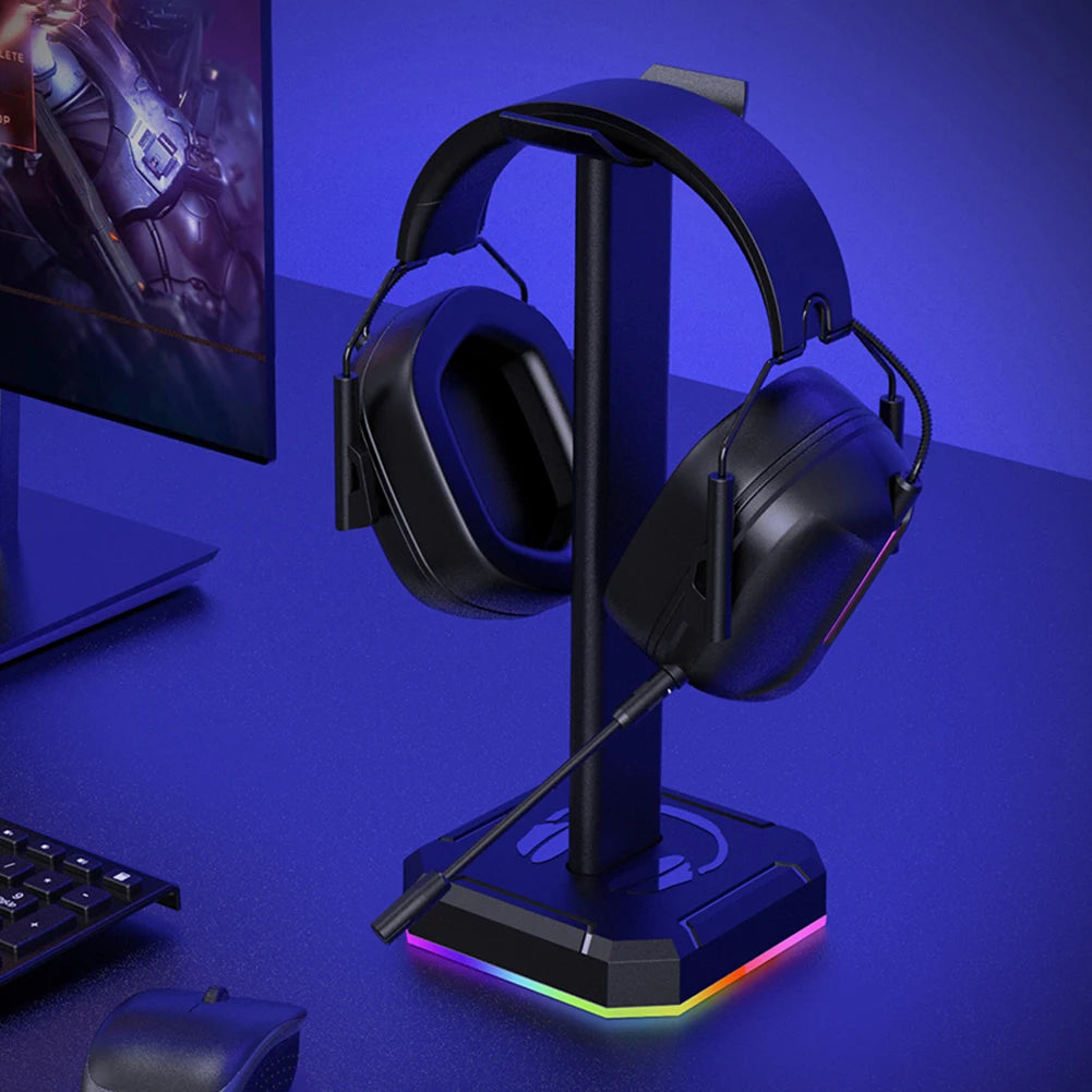 Headphone Bracket Display Rack RGB Backlight Head Mounted Headphone Stand Holder Desktop Organizer Vertical Bracket Hanger