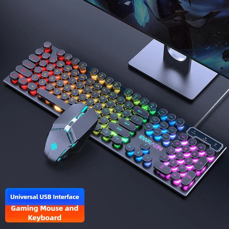 trendy Wired USB RGB Gaming Keyboard and Mouse Combo Ergonomic Waterproof Keyboard and Mouse Combos Set for Desktop Gamers