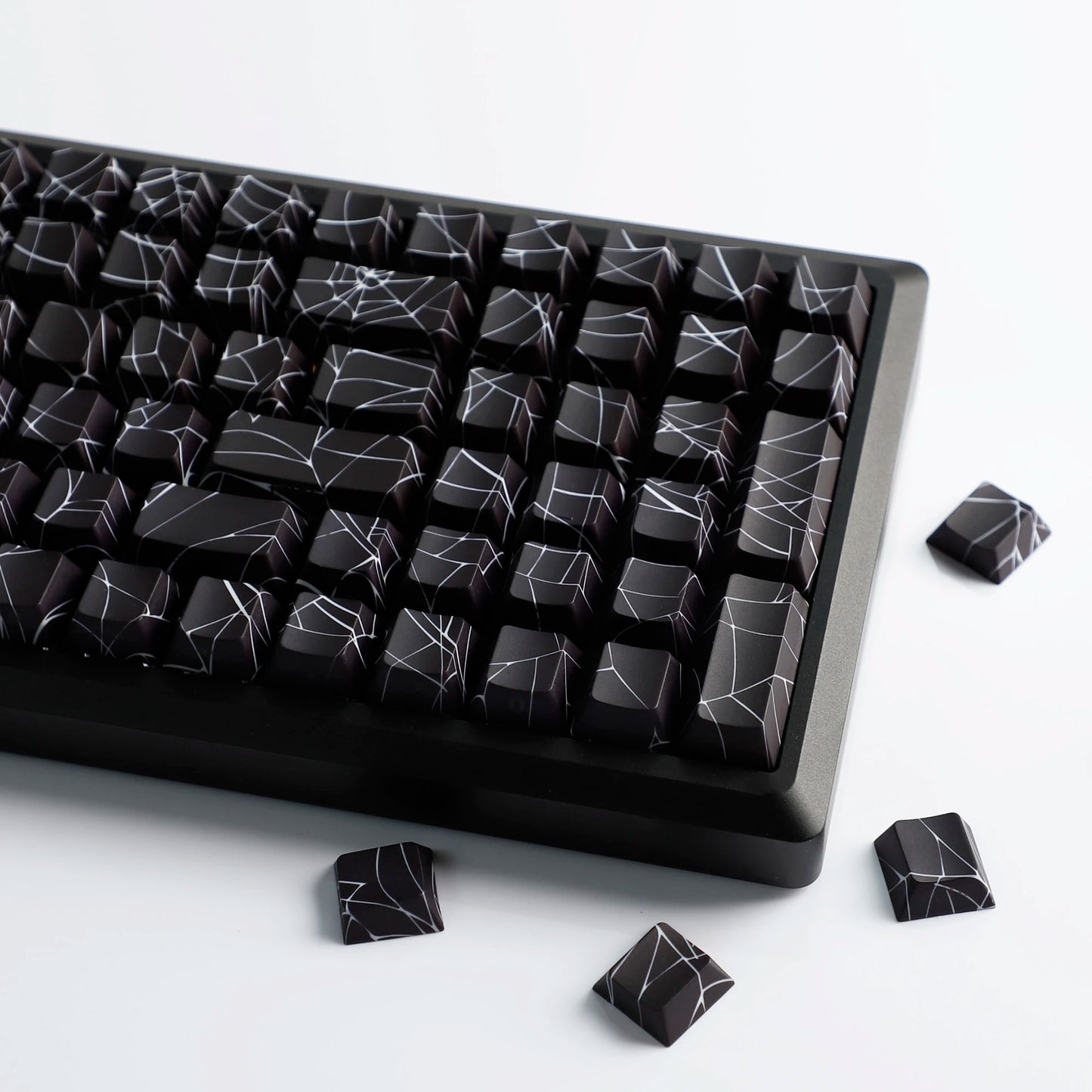 YMDK 134 Key Spider Web 2.0V Shine Through Theme Cherry Profile Side-Lit PBT Dye Sublimation Keycaps for MX Mechanical Keyboards