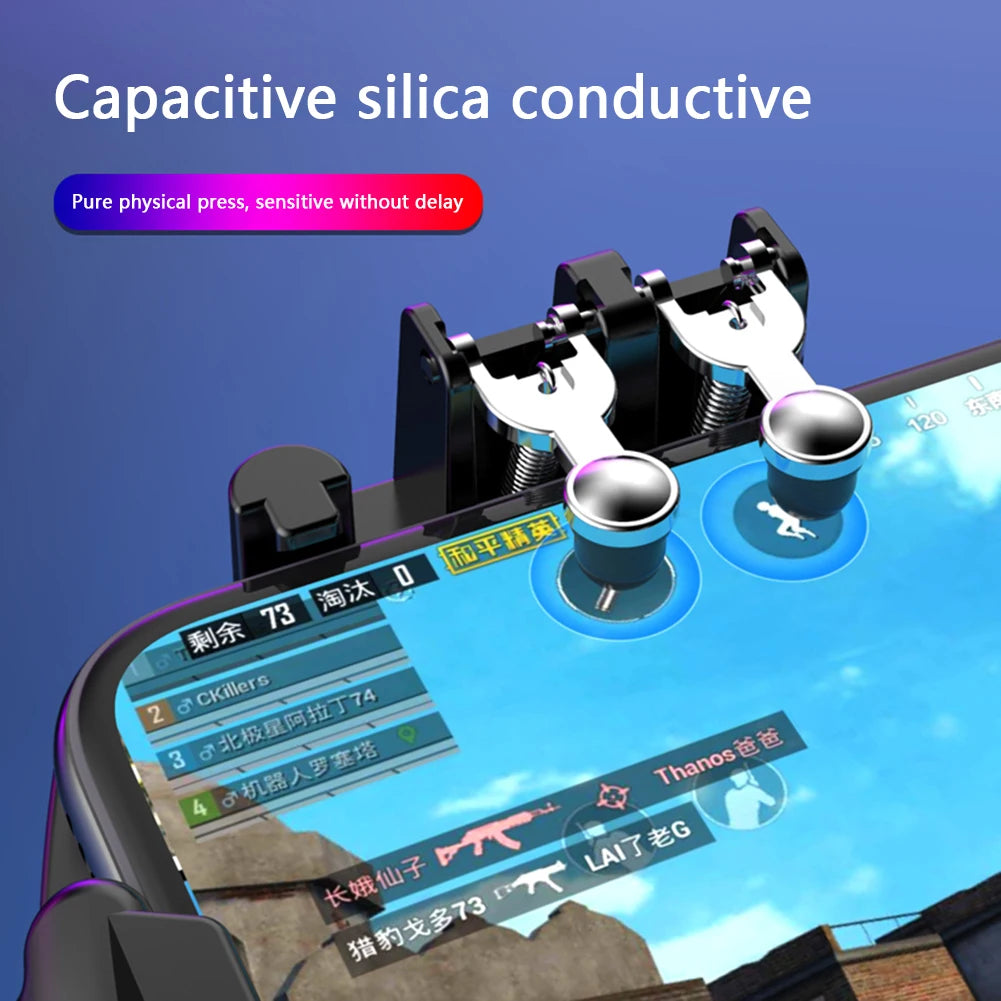 For PUBG Mobile Joystick Controller L1R1 Trigger Gamepad for iOS Android Six 6 Finger Call of Duty Mobile Gamepad Cooling Fan