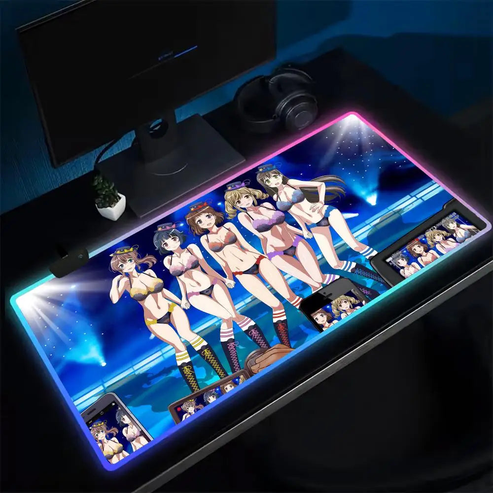 (YOUR ANIME style) T-The Idolmaster CGSS Mouse Pad Anime Gaming Mouse Pad LED Table Pads Backlit Rubber Desktop XXL Mousepad RGB Desk Mats