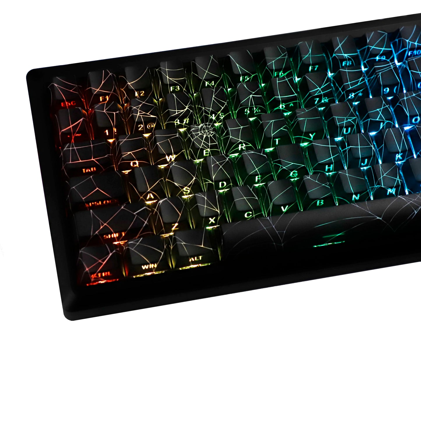 YMDK 134 Key Spider Web 2.0V Shine Through Theme Cherry Profile Side-Lit PBT Dye Sublimation Keycaps for MX Mechanical Keyboards