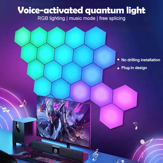 RGB Hexagonal Quantum Lamp LED Smart Wall Light Panels APP Remote Control Ambient Night Light DIY Shape Game Room Decor by LuxNest