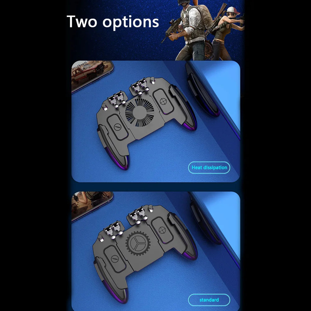 For PUBG Mobile Joystick Controller L1R1 Trigger Gamepad for iOS Android Six 6 Finger Call of Duty Mobile Gamepad Cooling Fan