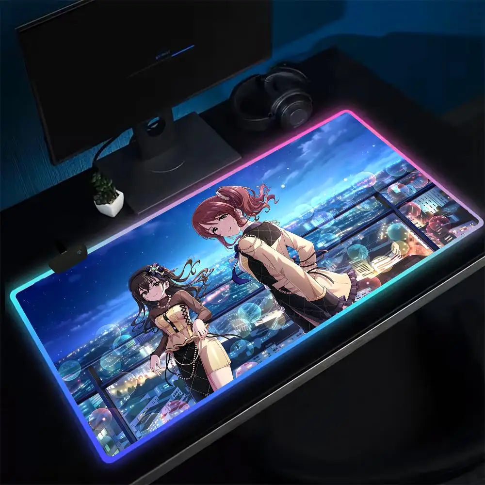 (YOUR ANIME style) T-The Idolmaster CGSS Mouse Pad Anime Gaming Mouse Pad LED Table Pads Backlit Rubber Desktop XXL Mousepad RGB Desk Mats