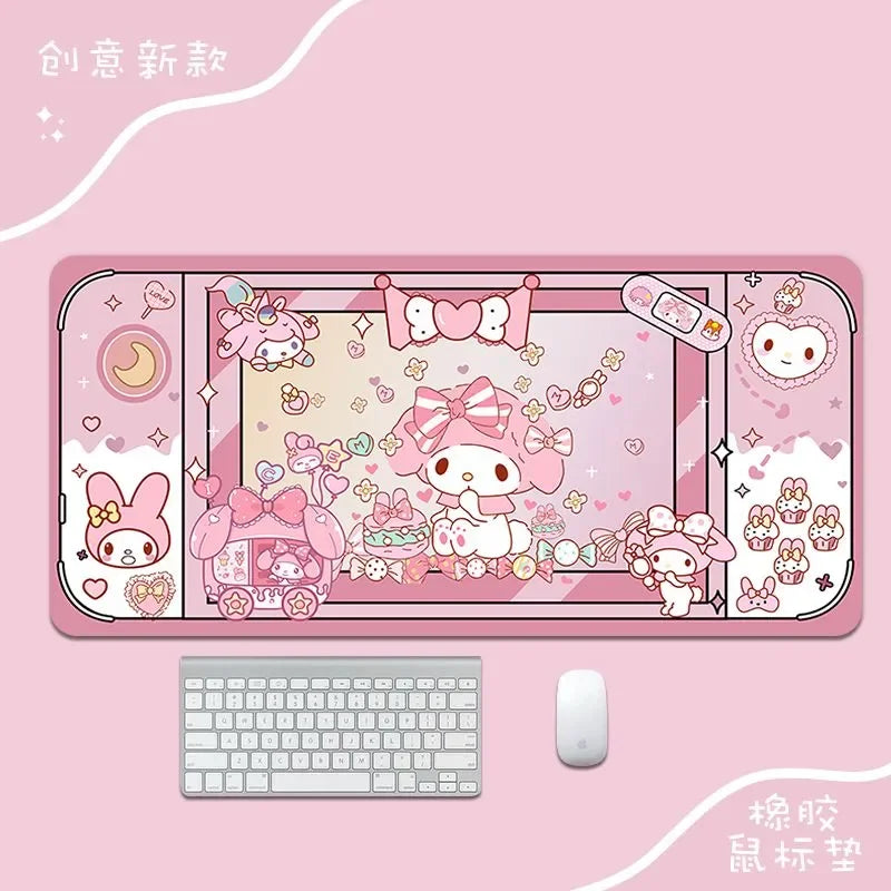 Cartoon Sanrio HelloKitty Kuromi Lotso Around Cute Mouse Pad Large Student Office Thick Wear-Resistant Computer Game Desk Mat