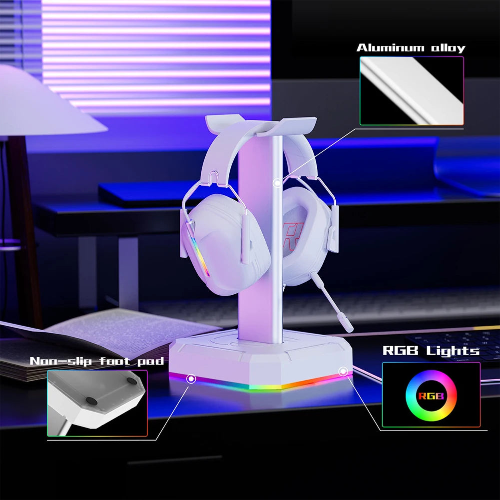 Headphone Bracket Display Rack RGB Backlight Head Mounted Headphone Stand Holder Desktop Organizer Vertical Bracket Hanger