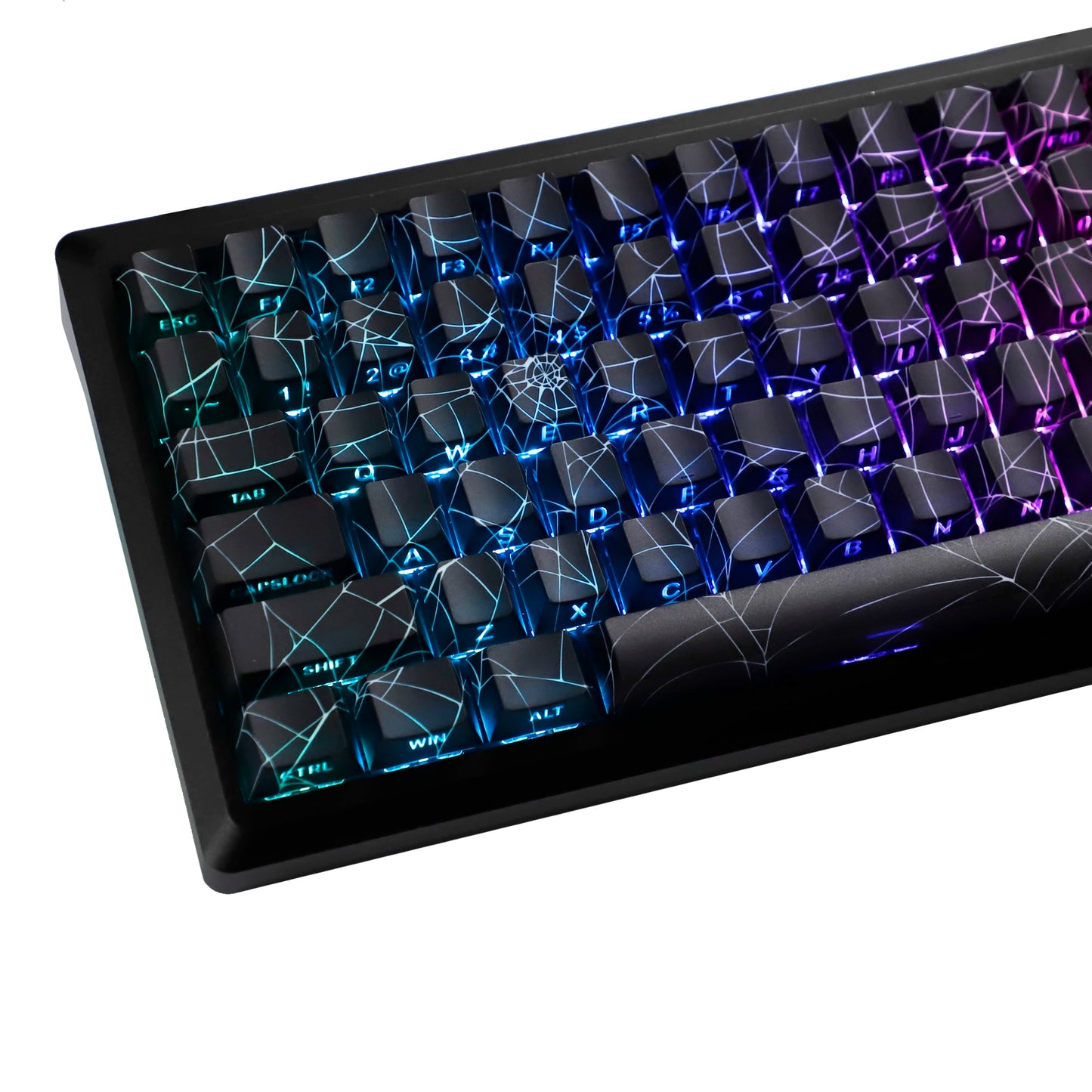 YMDK 134 Key Spider Web 2.0V Shine Through Theme Cherry Profile Side-Lit PBT Dye Sublimation Keycaps for MX Mechanical Keyboards
