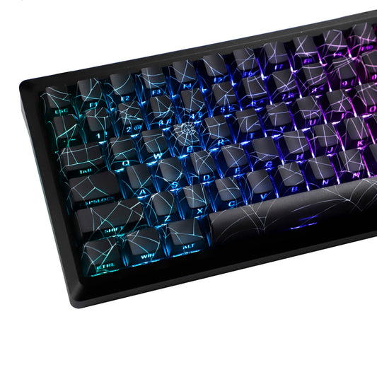 YMDK 134 Key Spider Web 2.0V Shine Through Theme Cherry Profile Side-Lit PBT Dye Sublimation Keycaps for MX Mechanical Keyboards