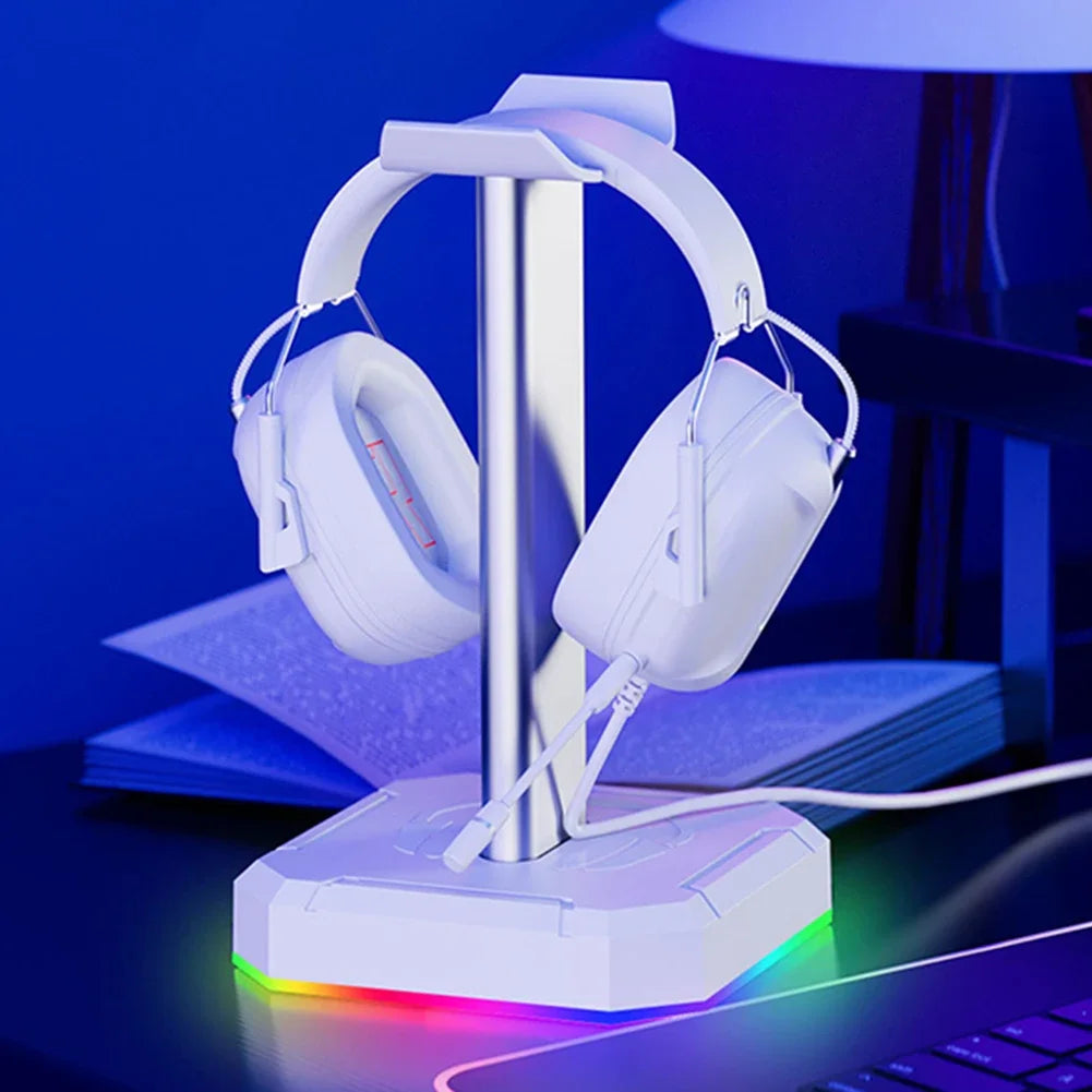 Headphone Bracket Display Rack RGB Backlight Head Mounted Headphone Stand Holder Desktop Organizer Vertical Bracket Hanger