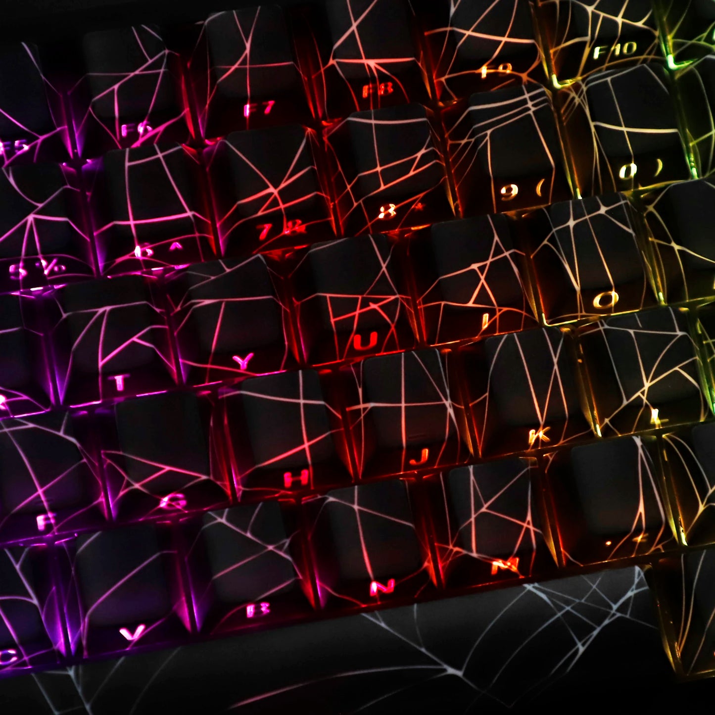 YMDK 134 Key Spider Web 2.0V Shine Through Theme Cherry Profile Side-Lit PBT Dye Sublimation Keycaps for MX Mechanical Keyboards