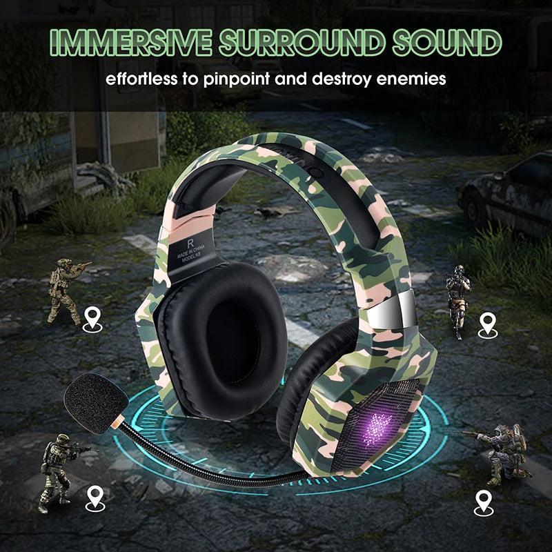 ONIKUMA Wired Stereo Gaming Headphones With Mic LED Lights for Gamer Headset