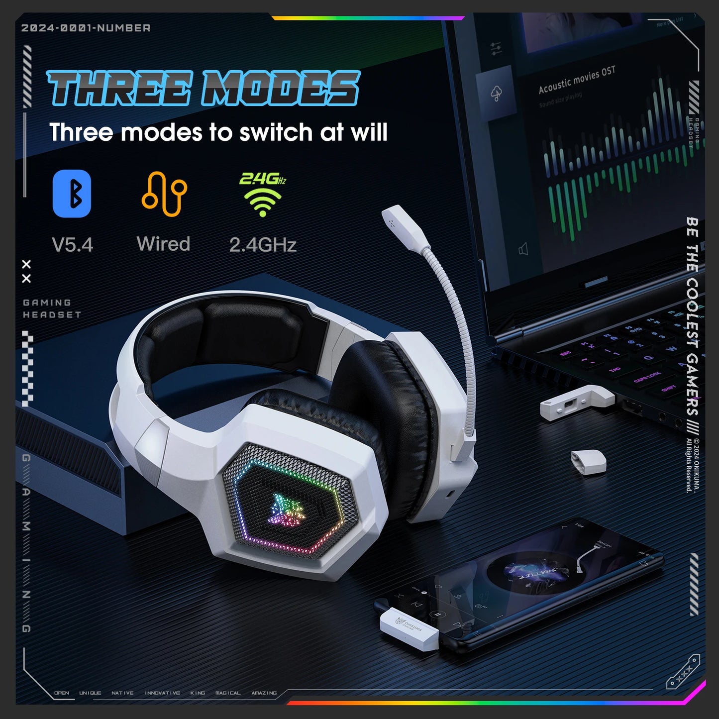 GT806 2.4GHz Wireless Gaming Headset HiFi Sound Quality PcLaptop With Microphone Noise Canceling Gaming Headphone For PC